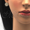 Arete Dormilona 02.106.0018 Oro Laminado, Diseño de Flor, con Blanca Zirconia Cubica, Pulido, Tono Dorado