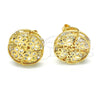 Arete Dormilona 02.106.0018 Oro Laminado, Diseño de Flor, con Blanca Zirconia Cubica, Pulido, Tono Dorado