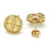 Arete Dormilona 02.106.0018 Oro Laminado, Diseño de Flor, con Blanca Zirconia Cubica, Pulido, Tono Dorado