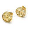Arete Dormilona 02.106.0018 Oro Laminado, Diseño de Flor, con Blanca Zirconia Cubica, Pulido, Tono Dorado