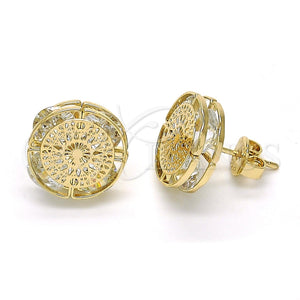 Arete Dormilona 02.106.0020 Oro Laminado, con Blanca Zirconia Cubica, Pulido, Tono Dorado