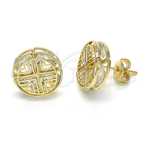 Arete Dormilona 02.106.0021 Oro Laminado, con Blanca Zirconia Cubica, Pulido, Tono Dorado
