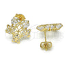 Arete Dormilona 02.106.0025 Oro Laminado, Diseño de Flor, con Blanca Zirconia Cubica, Pulido, Tono Dorado