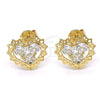 Arete Dormilona 02.106.0028 Oro Laminado, Diseño de Corazón, con Blanca Zirconia Cubica, Pulido, Tono Dorado