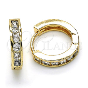 Argolla Huggie 02.99.0029.3.20 Oro Laminado, con Blanca Zirconia Cubica, Pulido, Tono Dorado