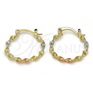 Argolla Pequeña 02.96.0078.1.20 Oro Laminado, Diseño de Torcido, Mate, Tres Tonos