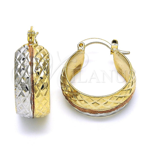 Argolla Pequeña 02.163.0038.1.20 Oro Laminado, Diamantado, Tres Tonos