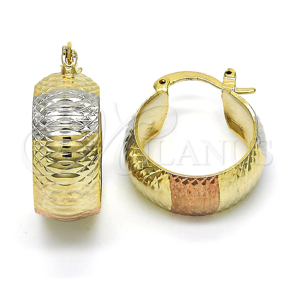 Argolla Pequeña 02.163.0034.1.20 Oro Laminado, Diamantado, Tres Tonos