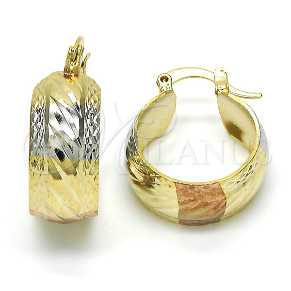 Argolla Pequeña 02.163.0035.1.20 Oro Laminado, Diamantado, Tres Tonos