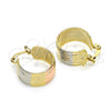 Argolla Pequeña 02.163.0040.1.15 Oro Laminado, Diamantado, Tres Tonos