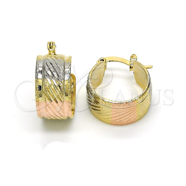 Argolla Pequeña 02.163.0040.1.15 Oro Laminado, Diamantado, Tres Tonos
