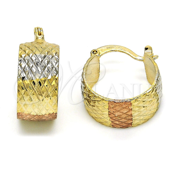 Argolla Pequeña 02.163.0041.1.15 Oro Laminado, Diamantado, Tres Tonos