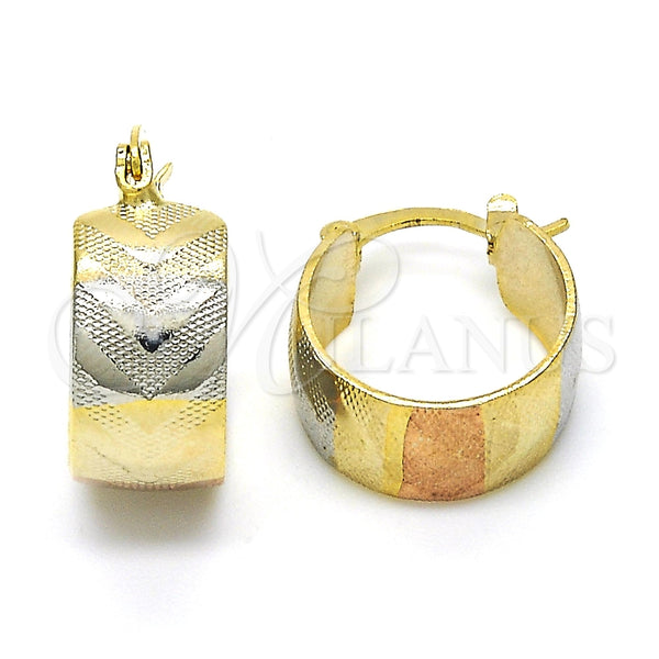 Argolla Pequeña 02.163.0043.1.15 Oro Laminado, Pulido, Tres Tonos