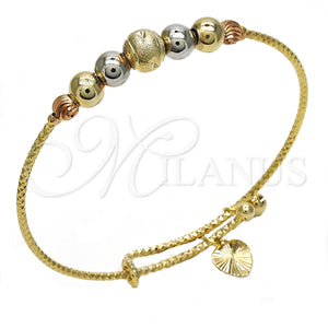 Aro Individual 07.312.0003.1.04 Oro Laminado, Diseño de Cascavel, Diamantado, Tres Tonos (02 MM Thickness, Size 4 (2.25 Diameter))