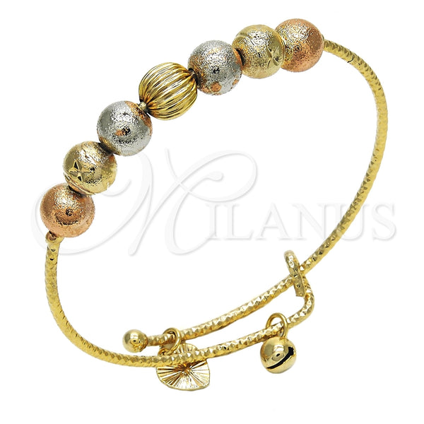 Aro Individual 07.312.0002.1.04 Oro Laminado, Diseño de Cascavel, Diamantado, Tres Tonos (02 MM Thickness, Size 4 (2.25 Diameter))