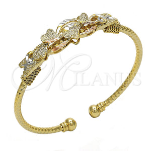 Aro Individual 07.311.0007.1 Oro Laminado, Diseño de Corazón, Diamantado, Tres Tonos (03 MM Thickness, One size fits all)