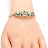 Aro Individual 07.311.0005.1 Oro Laminado, Diseño de Flor, Diamantado, Tres Tonos (03 MM Thickness, One size fits all)