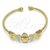 Aro Individual 07.311.0005.1 Oro Laminado, Diseño de Flor, Diamantado, Tres Tonos (03 MM Thickness, One size fits all)