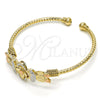 Aro Individual 07.311.0005.1 Oro Laminado, Diseño de Flor, Diamantado, Tres Tonos (03 MM Thickness, One size fits all)