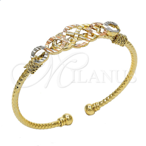Aro Individual 07.311.0006.1 Oro Laminado, Diamantado, Tres Tonos (03 MM Thickness, One size fits all)