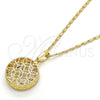 Collares con Dije 04.63.1348.18 Oro Laminado, con Zirconia Cubica Blanca, Diamantado, Tono Dorado (Grosor 02 MM, 18 Pulgadas de Largo)