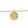 Collares con Dije 04.63.1348.18 Oro Laminado, con Zirconia Cubica Blanca, Diamantado, Tono Dorado (Grosor 02 MM, 18 Pulgadas de Largo)