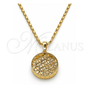 Collares con Dije 04.63.1348.18 Oro Laminado, con Zirconia Cubica Blanca, Diamantado, Tono Dorado (Grosor 02 MM, 18 Pulgadas de Largo)