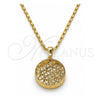 Collares con Dije 04.63.1348.18 Oro Laminado, con Zirconia Cubica Blanca, Diamantado, Tono Dorado (Grosor 02 MM, 18 Pulgadas de Largo)