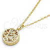 Collares con Dije 04.63.1350.18 Oro Laminado, Diseño de Mariposa, con Zirconia Cubica Blanca, Diamantado, Tono Dorado (Grosor 02 MM, 18 Pulgadas de Largo)