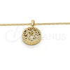 Collares con Dije 04.63.1350.18 Oro Laminado, Diseño de Mariposa, con Zirconia Cubica Blanca, Diamantado, Tono Dorado (Grosor 02 MM, 18 Pulgadas de Largo)