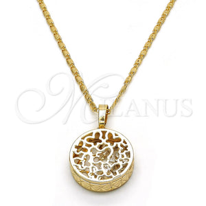 Collares con Dije 04.63.1350.18 Oro Laminado, Diseño de Mariposa, con Blanca Zirconia Cubica, Diamantado, Tono Dorado (02 MM Thickness, 18 Inches Length)