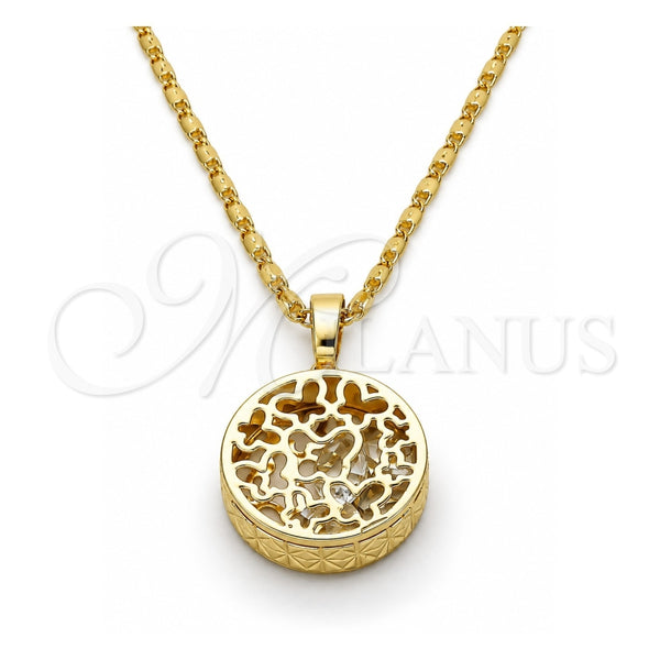 Collares con Dije 04.63.1350.18 Oro Laminado, Diseño de Mariposa, con Zirconia Cubica Blanca, Diamantado, Tono Dorado (Grosor 02 MM, 18 Pulgadas de Largo)