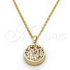 Collares con Dije 04.63.1350.18 Oro Laminado, Diseño de Mariposa, con Blanca Zirconia Cubica, Diamantado, Tono Dorado (02 MM Thickness, 18 Inches Length)