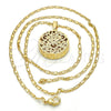 Collares con Dije 04.63.1351.18 Oro Laminado, con Zirconia Cubica Blanca, Diamantado, Tono Dorado (Grosor 02 MM, 18 Pulgadas de Largo)