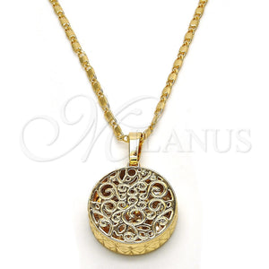 Collares con Dije 04.63.1351.18 Oro Laminado, con Blanca Zirconia Cubica, Diamantado, Tono Dorado (02 MM Thickness, 18 Inches Length)