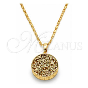 Collares con Dije 04.63.1351.18 Oro Laminado, con Zirconia Cubica Blanca, Diamantado, Tono Dorado (Grosor 02 MM, 18 Pulgadas de Largo)