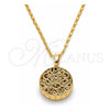 Collares con Dije 04.63.1351.18 Oro Laminado, con Zirconia Cubica Blanca, Diamantado, Tono Dorado (Grosor 02 MM, 18 Pulgadas de Largo)