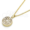 Collares con Dije 04.63.1352.18 Oro Laminado, con Zirconia Cubica Blanca, Diamantado, Tono Dorado (Grosor 02 MM, 18 Pulgadas de Largo)