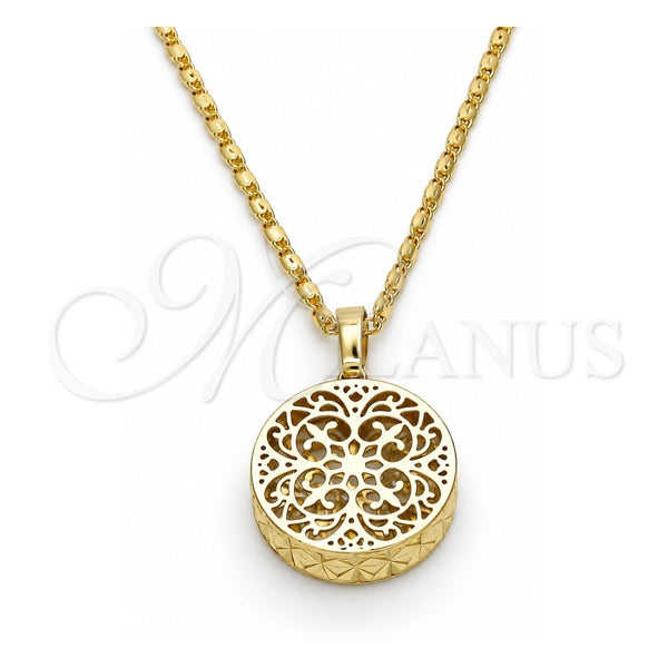 Collares con Dije 04.63.1352.18 Oro Laminado, con Zirconia Cubica Blanca, Diamantado, Tono Dorado (Grosor 02 MM, 18 Pulgadas de Largo)