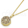Collares con Dije 04.63.1353.18 Oro Laminado, Diseño de Corazón, con Zirconia Cubica Blanca, Diamantado, Tono Dorado (Grosor 02 MM, 18 Pulgadas de Largo)