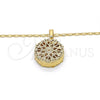 Collares con Dije 04.63.1353.18 Oro Laminado, Diseño de Corazón, con Zirconia Cubica Blanca, Diamantado, Tono Dorado (Grosor 02 MM, 18 Pulgadas de Largo)
