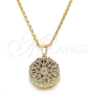 Collares con Dije 04.63.1353.18 Oro Laminado, Diseño de Corazón, con Blanca Zirconia Cubica, Diamantado, Tono Dorado (02 MM Thickness, 18 Inches Length)