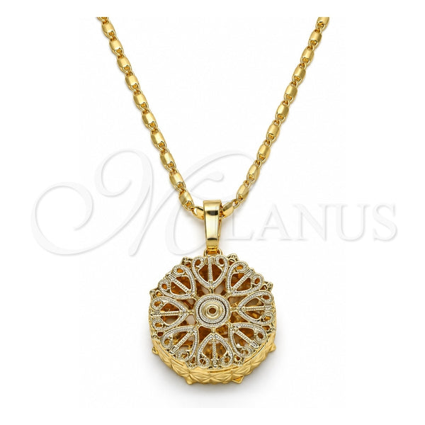 Collares con Dije 04.63.1353.18 Oro Laminado, Diseño de Corazón, con Zirconia Cubica Blanca, Diamantado, Tono Dorado (Grosor 02 MM, 18 Pulgadas de Largo)