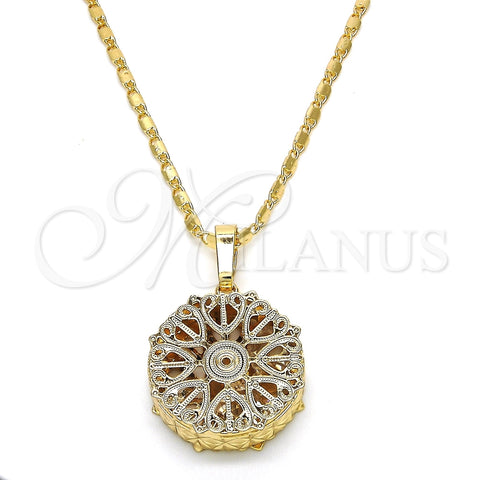 Collares con Dije 04.63.1353.18 Oro Laminado, Diseño de Corazón, con Blanca Zirconia Cubica, Diamantado, Tono Dorado (02 MM Thickness, 18 Inches Length)