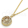 Collares con Dije 04.63.1354.18 Oro Laminado, Diseño de Flor, con Blanca Zirconia Cubica, Diamantado, Tono Dorado (02 MM Thickness, 18 Inches Length)