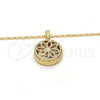 Collares con Dije 04.63.1354.18 Oro Laminado, Diseño de Flor, con Blanca Zirconia Cubica, Diamantado, Tono Dorado (02 MM Thickness, 18 Inches Length)