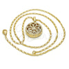 Collares con Dije 04.63.1354.18 Oro Laminado, Diseño de Flor, con Blanca Zirconia Cubica, Diamantado, Tono Dorado (02 MM Thickness, 18 Inches Length)