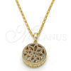 Collares con Dije 04.63.1354.18 Oro Laminado, Diseño de Flor, con Blanca Zirconia Cubica, Diamantado, Tono Dorado (02 MM Thickness, 18 Inches Length)