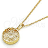 Collares con Dije 04.63.1356.18 Oro Laminado, Diseño de Corazón, con Blanca Zirconia Cubica, Diamantado, Tono Dorado (02 MM Thickness, 18 Inches Length)