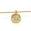 Collares con Dije 04.63.1356.18 Oro Laminado, Diseño de Corazón, con Blanca Zirconia Cubica, Diamantado, Tono Dorado (02 MM Thickness, 18 Inches Length)